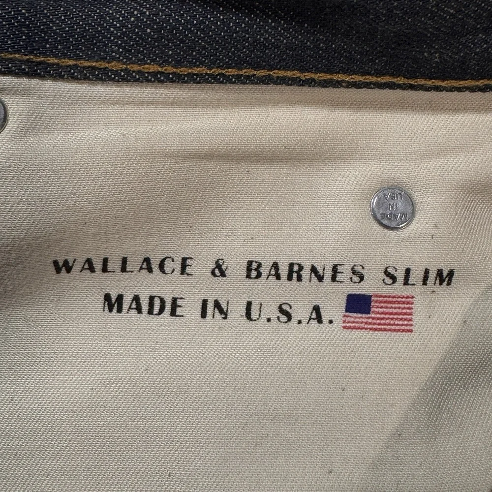 Wallace & Barnes Selvedge Jeans Mens 28x32 Indigo Raw‎ Japanese Denim Workwear